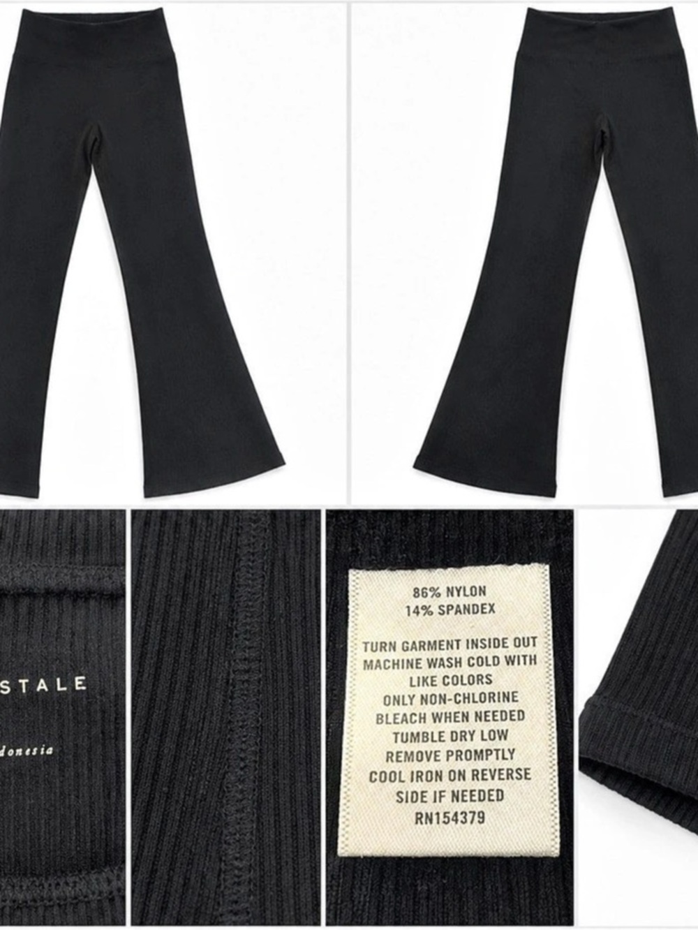 Aeropostale Women’s M Black Ribbed High Rise Flare Pants Stretch 30” Inseam